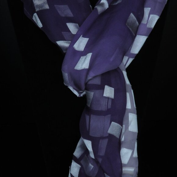 Handmade Dark Purple Silk Scarf - Picture 2 of 7